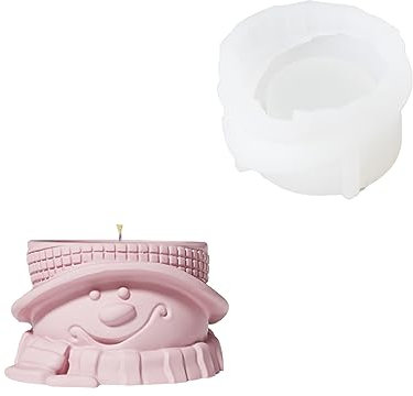 SH0958 SH0959 SH0960 (SH0958) Boowan Nicole Schneemann Silikonform Teelichthalter für Beton,Beton Silikonformen Gießformen für Kerzenherstellung Weihnachten