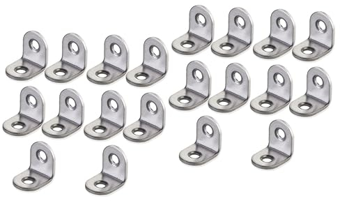 Mikikit 20 Stk 90-Grad-Winkelklammer spitze Klammern l-Form spitze Klammer Winkelträger Möbelbeschläge silber 20 mm Metallwinkel verdicken Halterung Ecke aus Metall L-förmige Ecke