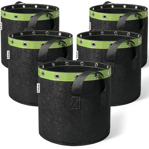POTLAB 11L Grow Bolsas (5PCS),3 Gallon(US) Bolsas de Tela para Cultivo, Macetas de Tela para Cultivo.