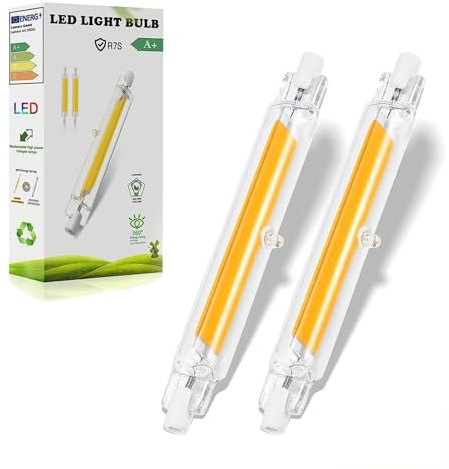 R7S LED 78mm Dimmbar 10W Lampen, R7S LED Hightlight COB 78mm Glühbirne Ersetzt R7S 100W Halogenlampen, Leuchtmittel Warmweiß 3000K 1000LM, 360°Abstrahlwinkel LED Stab, Kein Flackern, 2er Pack