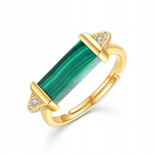 ZYNSAE Geometrische Malachit Diamant Ring S925 Sterling Silber Ring