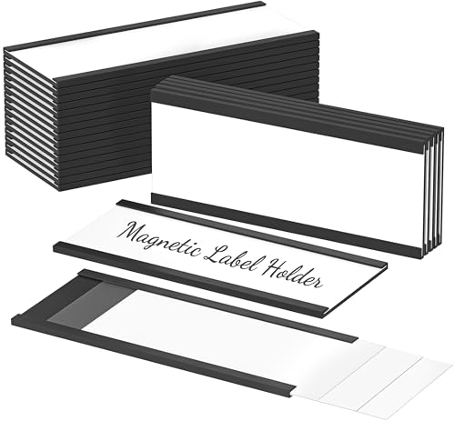 C-Kanal Magnetetiketten, 40 x 100mm Magnetische Etikettenhalter, Etiketten Magnetschilder mit Kunststoffschutzfolie für Metallregal, Schließfach und Whiteboard, 20 Stück