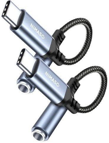 Nimaso USB C zu 3.5mm Klinke, USB C Aux Adapter zu Kopfhörer Jack Audio Adapter, Type C auf Klinke für Samsung Galaxy Note20 S20 Ultra Note10 A80 Huawei P40/P30 Pro/P20,Google Pixel 4XL (Gray *2)