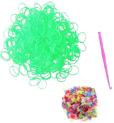 Tuilful 600+ Green Loom Bands Refill Pack with Hook Tool and Colorful Bracelet Connector Art Craft Refills for DIY Bracelet Making Refill Kit (600+)