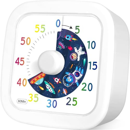 HYOJCWU Minuteur analogique visuel, Compte à rebours Silencieux, Outil de Gestion du Temps pour Enfants et Adultes, 60 Minutes, Silencieux Outil de Gestion du Temps pour Cuisine, Classe, Réunions