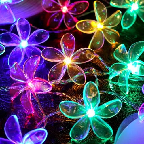 RECUTMS Flower String Lights 3M/10FT 20LEDs Battery Operated Hanging Morning Glory Decorative Fairy Light for Home Bedroom Garden Wedding Birthday Party Decoration Outdoor Indoor Decor(Colourful)
