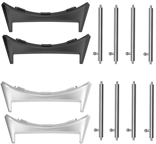 Blueshaweu Metall Armband Adapter kompatibel mit Google Pixel Watch 3, Edelstahl Uhrenarmband Adapter Ersatzbarer Connector Uhrenadapter Verbinder (2 Sets schwarz+Silber, 22MM Für Watch 3 45mm)