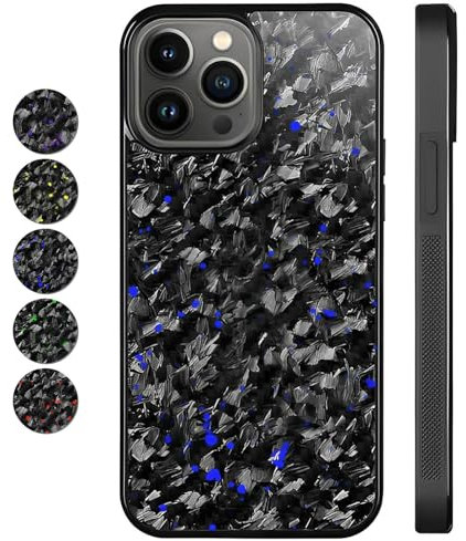 Generisch Forged Carbon Fiber Phone Case for iPhone 16 Pro Max Case Carbon Fiber, Magnetic Anti-Fall Protective Phone Case, Carbon Fiber Phone Case for iPhone 16 15 14 13 12 Pro Max (13 Pro Max,Blue)