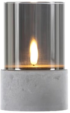 Marrakesch LED Kerze Stumpenkerze in Zement Grau ⌀ 11cm und 15,5cm hoch | Outdoor Flackernde Led Kerzen Batteriebetrieben mit Timerfunktion für Adventskranz Kerzenständer & Weihnachtsdeko