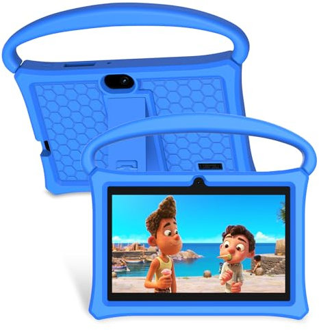 VASOUN Kids Tablet 7 Inch, Android 13 Tablet for Kids, 4GB RAM 32GB ROM 3500mAh Battery, Toddler Tablets with Bluetooth, WiFi, Parental Control, Dual Camera, Shockproof Case(Blue)