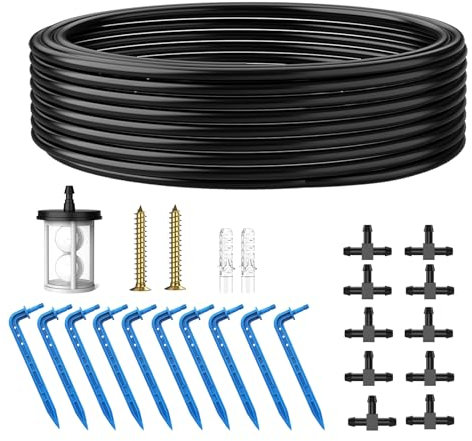 TRJZWA Kit D'irrigation Goutte à Goutte 10M Tuyau,10 Goutteurs, 10 Tête en T, pour Vacances Balcon Jardin de Plantes en Pot