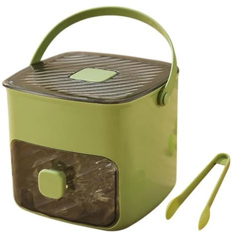 Eiswürfelmaschine Mit Presstyp, Eiswürfelbox Mit Schublade und Aufbewahrungsbehälter, 48 Gitter Wiederverwendbares Eisgitter Für Kaffee-Cocktails und Saft, Ideal Für Home Kitchen Green