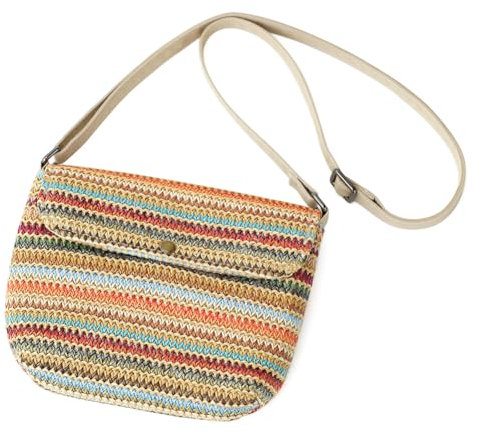 BBORGDC Bolso cruzado tejido de paja de verano, pequeño y ligero para mujer, correa ajustable, regalo de viaje a la playa, diseño original, Morado/pajita, Moda informal