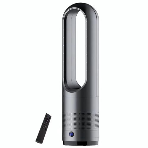 Bladeless Heater Fan,1400W Space Heater & 8 Speeds Tower Fan, 80° Oscillating Air Circulator Fan with Remote Control,Cooling and Heating bladeless Desk Fan, Silent 8 Hour Timer,LED Display