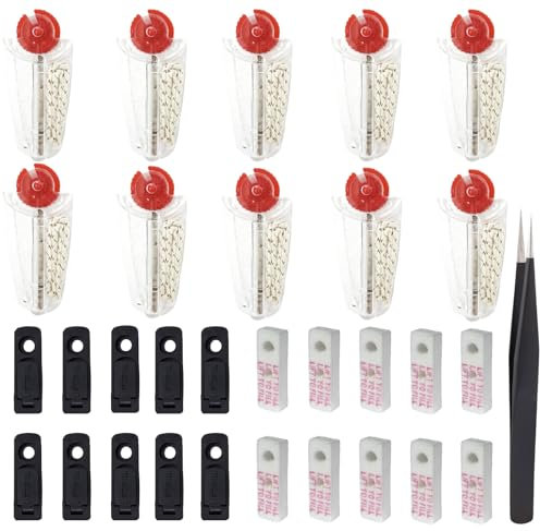 AMSNINK 10 Feuersteine und 10 Docht Set für Zippo & Clipper, 31-teiliges Benzin Feuerzeug Zubehör mit Pads, Filz und Pinzette – Komplettes Wartungsset für Lighter