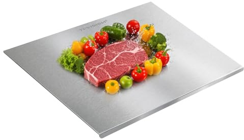 Ti-Vision Planche à découper en titane pur avec rebord de comptoir pour | Construction en titane pur, bord surélevé pour aider à positionner, grande surface pour hacher, trancher, planche de comptoir