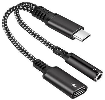 keyxer Adaptateur USB C vers Jack 3.5mm 2 en 1 - Charge Rapide PD 60W pour Audio et Recharge Simultanée - USB C Jack pour Écouteurs, pour iPhone 16 Pro Max/Samsung Ultra/S24/S24+/Huawei USW