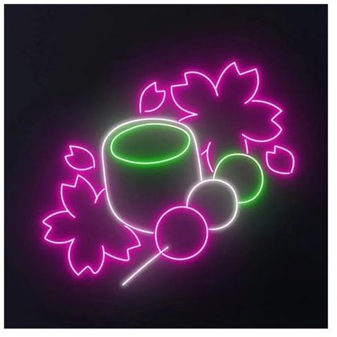 Néon Enseignes lumineuses Decor Enseigne Au Néon Hanami Dango, Thé Japonais, Fleurs De Cerisier, Magasin D'alimentation Japonais, Décoration Murale, Lampes Alimentées Par USB 38cm