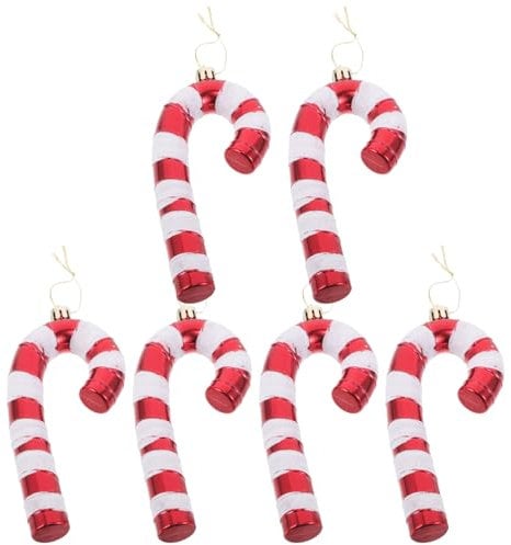 DIYEAH 6pcs Large Hand Painted Candy Cane Ornaments Unique Christmas Tree Hanging Decorations for Holiday Parties and Year Celebrations Vibrant Colors Easy to Hang