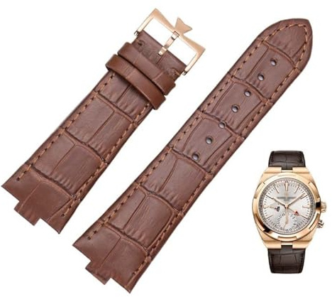 SLCHJX Echtes Leder-Uhrband für Vacheron Constantin Overseas Serie 4500V 5500V P47040 Edelstahlschnalle MAMS Uhrengurt 25-8mm