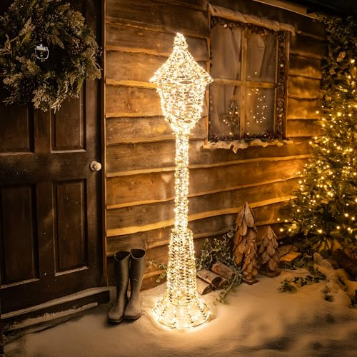 Pre-Lit Christmas Gold Lit Lamp Post 180cm with 960 Warm White LED Micro-Lights