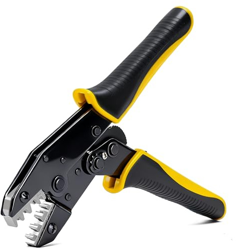 STEELITE Crimping Tool for Non-Insulated Open Barrel Terminals AWG 20-10 Ratchet Wire Terminal Crimper for Electronic