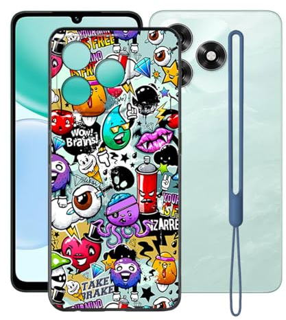 KJYFOANI Handyhülle für Honor X5c Plus Case (6.74), Schwarz Weich TPU Silikon Cover Bumper Schutzhülle, Ultra Dünn Stoßfest Anti-Kratzer Tasche Hülle für Honor X5c Plus -M Cartoon Monster