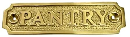 Solid Brass Pantry Door Sign Plaque 13 cm x 3.5 cm – Vintage Nautical Wall Plate Decor Screw-Mount Kitchen Door Label