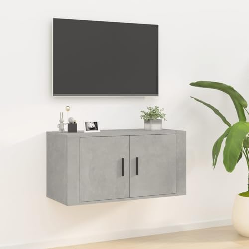 Mimdixy Meuble TV mural pour salon - Gris béton - 80 x 34,5 x 40 cm
