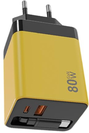 Wandladegerät mit einziehbarem Kabel - 80 W Schnellladeblock für Smartphone - Schnellladestein für Smartphone - für Tablet Computer Laptop Büro Zuhause