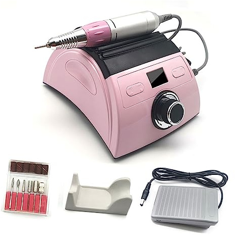 Ponceuse à ongles électrique, 30000 tr/min professionnel électrique perceuse à ongles tour Led affichage manucure Machine avec remplacement équipement d'art des(Pink)