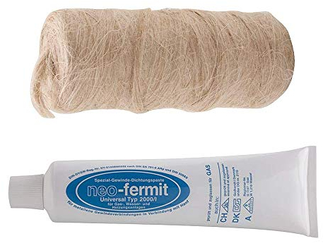 Hanf/Neo-Fermit Dicht-Set Dichtungspaste Dichtungshanf Gewindedichtung (Hanf Rolle 80 g + Dichtungspaste 150 g)