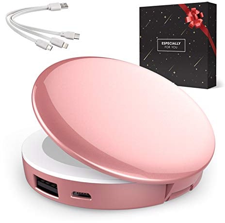 Gifts for Women - Power Bank with LED Mirror for iPhone Samsung - Birthday Gift - Valentine's Gift - Gift for Sister - Gift for Mum (Rose Gold)