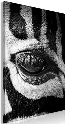 decomonkey Bilder Tiere 40x60 cm 1 Teilig Leinwandbilder Bild auf Leinwand Vlies Wandbild Kunstdruck Wanddeko Wand Wohnzimmer Wanddekoration Deko Zebra schwarz weiß