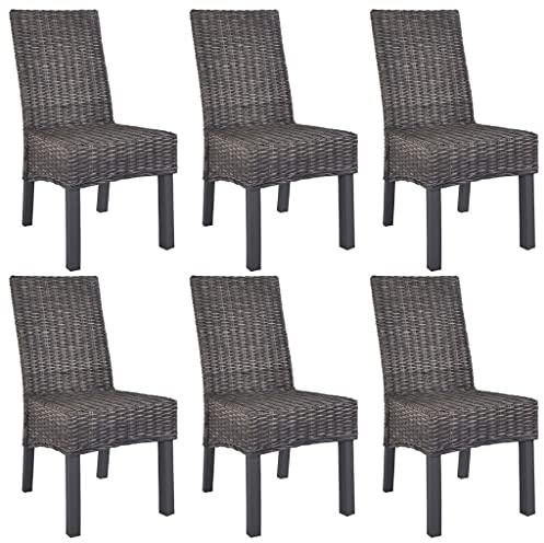 vidaXL Esszimmerstühle 6 STK. Braun Kubu Rattan und Mangoholz