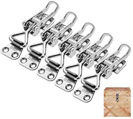 Yetaha 5pcs Toggle Clamp Catch Latches Stainless Steel Adjustable 5610A Quick Release Pull Clip for Tool Box Case Chest Door Trunk Latch Heavy Duty Catch Hasp Catch Hasp