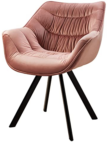Invicta Interior Design Stuhl The Dutch Comfort Altrosa Samt Retro Stil mit Armlehnen