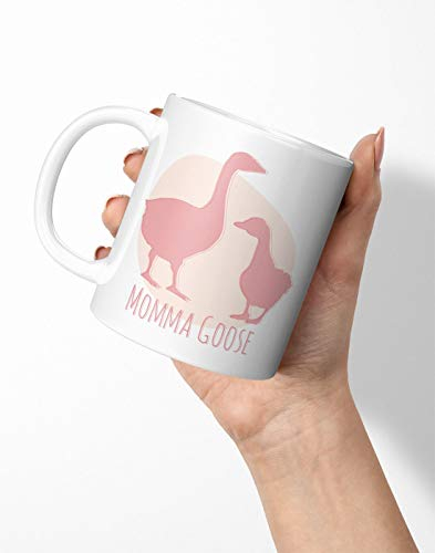 BLAK TEE Pink Moma Goose and Her Little Kid Porcelain Coffee and Tea Mug 330 ml