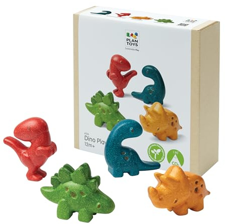 PLAN TOYS Figurines : 4 DINOSAURES