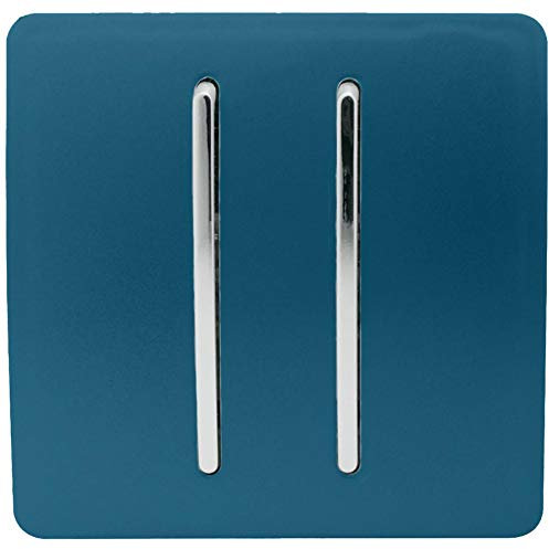 Trendi 2 Gang 2 Way Artistico Moderno Lucido 10 Amp Rocker Tattile Interruttore Della Luce Blu Notte