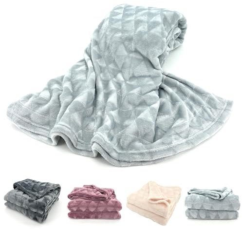 heimtexland Hochwertige Flanell Kuscheldecke XL 200x150 cm Raute super Flauschige Wohndecke Geschenkidee Geburtstag Weihnachten kuschelweich Ökotex Typ754 Silber Grau