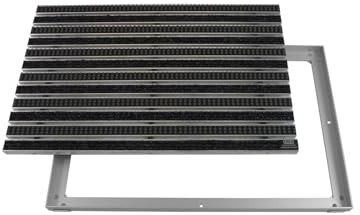 EMCO Eingangsmatte DIPLOMAT Rips anthrazit + Bürsten grau 22mm + ALU Rahmen Schmutzfangmatte Fußabtreter Antirutschmatte, Größe:600 x 400 mm