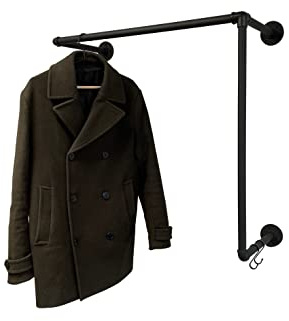 Kleiderstange Garderobe Wandmontage Breite 70 cm x Höhe 30 cm | Industrieller Stil | Schwarz für Wand | Garderobenstange | Ankleidezimmer | Garderobe | begehbarer Kleiderschrank SL3-Wand