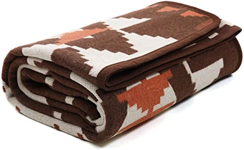 ACUSHLA Merino Wolldecke Tagesdecke 160cmx 200cm DeckeWohndecke Kuscheldecke Strick Sofadecke TV Decke zum Wohndecke für Bett Schlafzimmer Couch Büro (Indisch Braun)