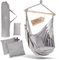 BELLAMATILDA® Hängesessel 100% Baumwolle, extra lang und 3 Kissen, Hängesessel Outdoor & Indoor, XXL-Hängesitz für Erwachsene & Kinder bis 150 kg, Garten, Wohnzimmer, Balkon