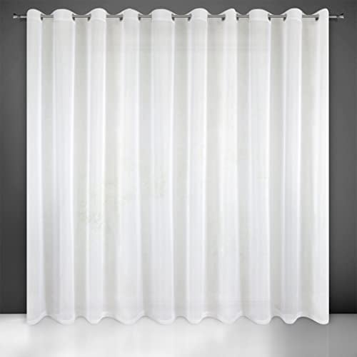 Eurofirany Lucy Voile Gardine Vorhang mit Ösen - 1 STK. Transparent Gardine Leinenoptik Durchsichtig Einfarbige für Schlafzimmer Wohnzimmer Kinderzimmer, Weiß, 250.00 x 350.00 cms