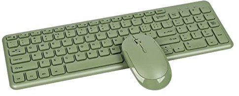 Wireless Keyboard Mouse Combo, Tynerza Compact Full Size Cordless Keyboard and Quiet Mouse Set 2.4G Ultra-Thin Sleek Design for PC, Computer, Laptop, Desktop, Notebook (Green)