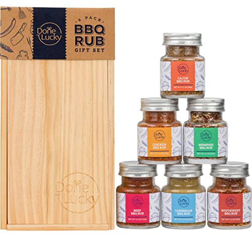 Set regalo per barbecue – Set regalo spezie in scatola di legno di alta qualità – ottimo regalo per la festa del papà, Natale, compleanno per lui, papà, uomini o lei, condimenti unici per barbecue