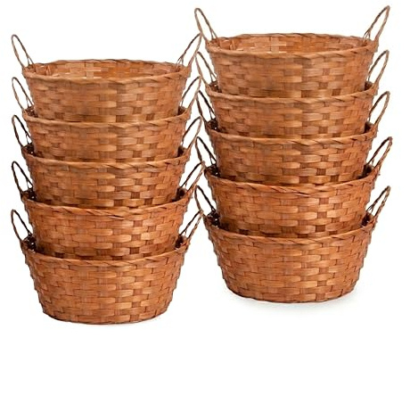 Wickerfield Bamboo Wicker Hampers With Handles Gift Hampers Retail Display Tray Bread Basket (10, Brown)