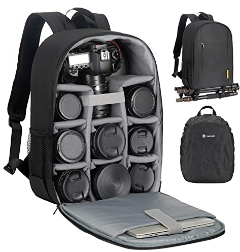 TARION Kamerarucksack Klein Fotorucksack Kameratasche: Kamera Rucksack Kompakt Kamerarucksäcke Leicht Foto Rucksäcke Spiegelreflex mit Wasserdicht Regenschutz für Spiegelreflexkameras(TB-M,Schwarz)